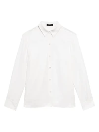 Straight Silk Button-Front Shirt