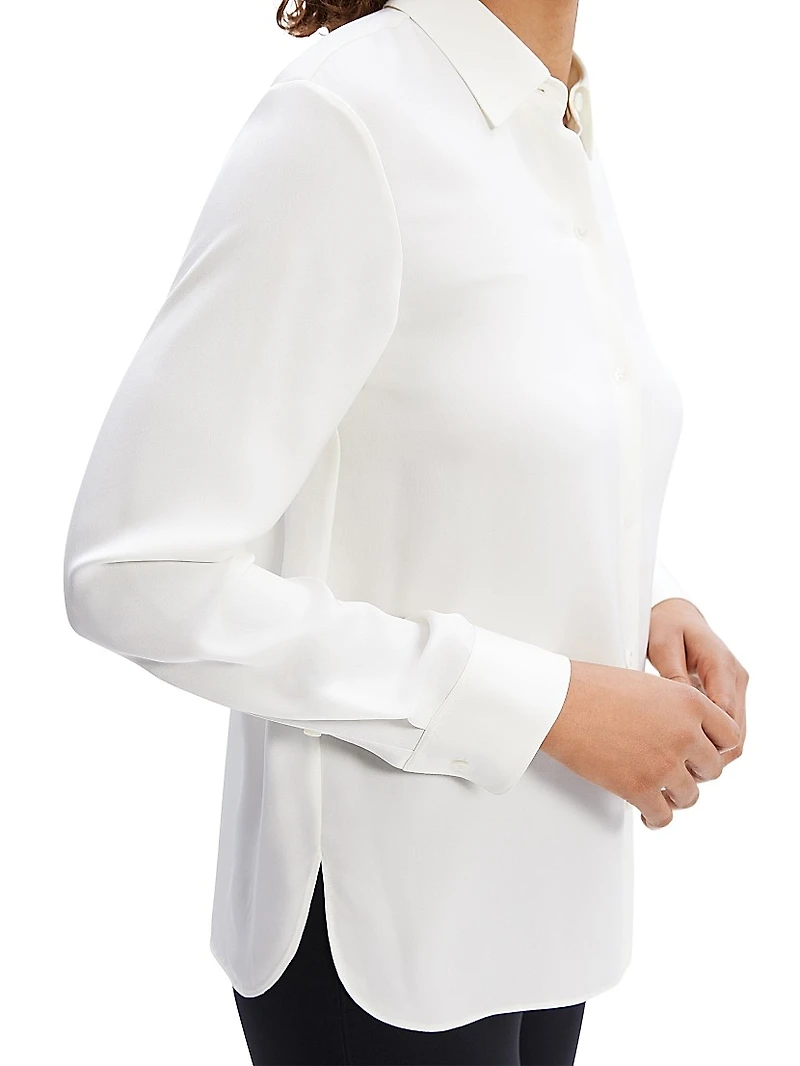 Straight Silk Button-Front Shirt