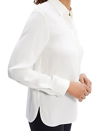 Straight Silk Button-Front Shirt