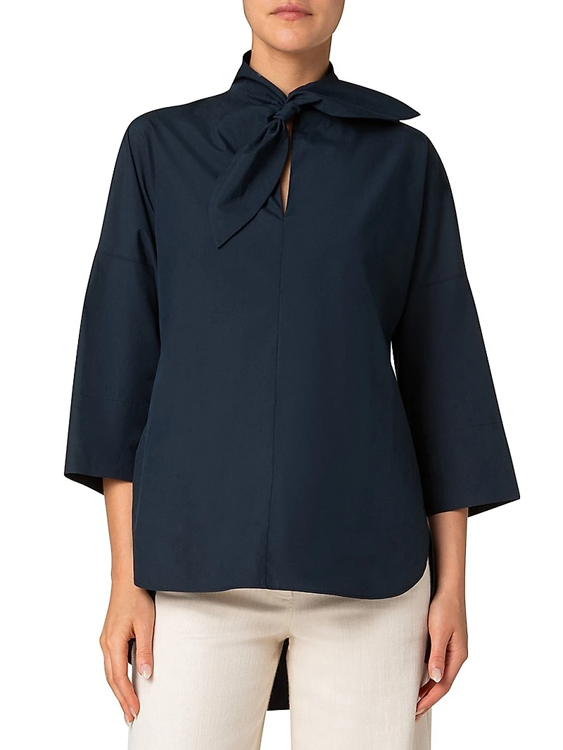 Marine Knot Cotton Tunic Blouse