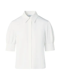 Cotton Poplin Puff-Sleeve Blouse