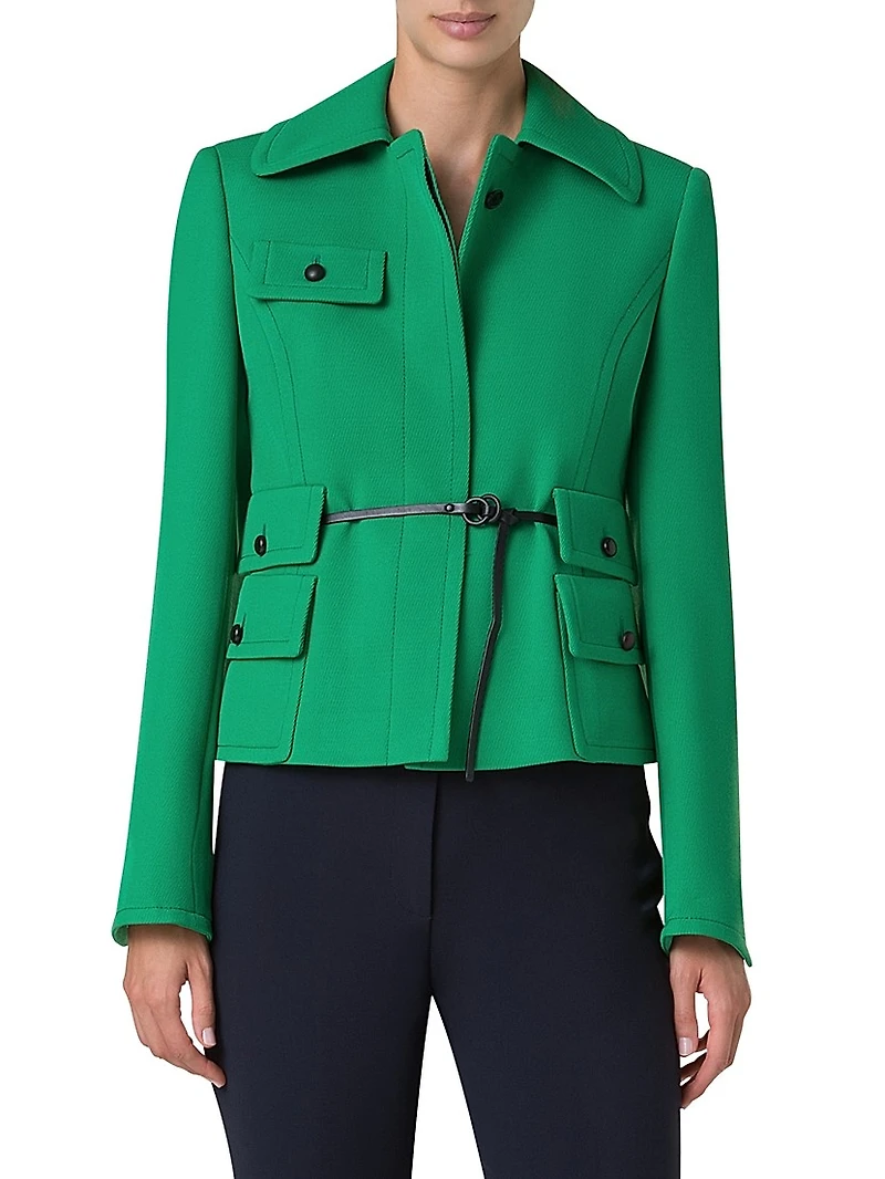 Virgin-Wool Belted Jacket