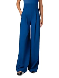 Florina Wide-Leg Stretch Wool Pants