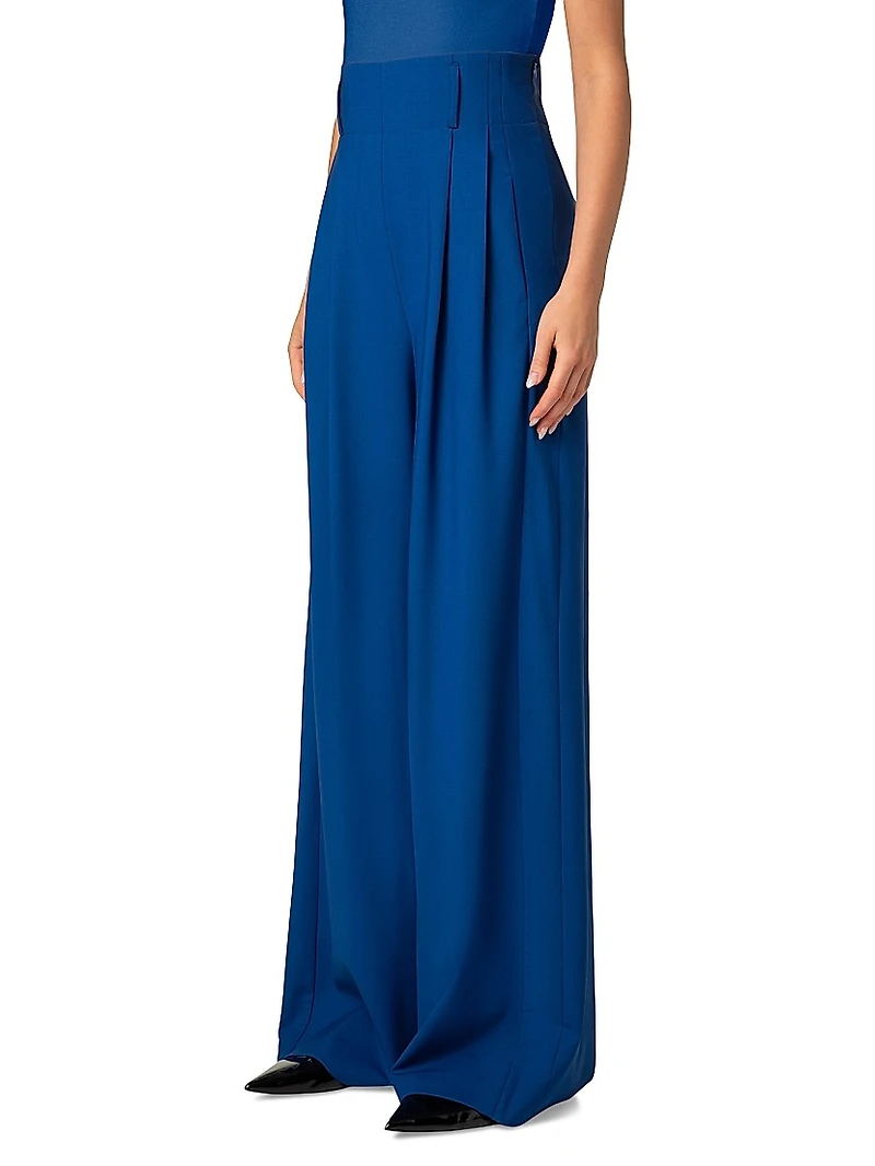 Florina Wide-Leg Stretch Wool Pants