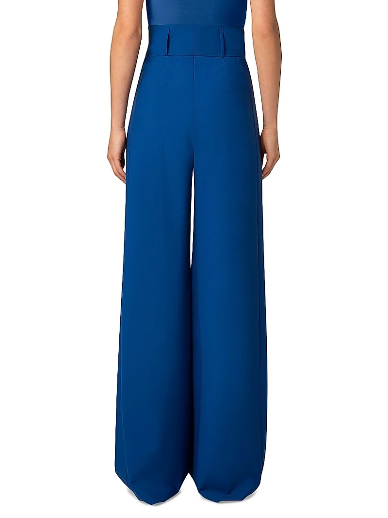 Florina Wide-Leg Stretch Wool Pants