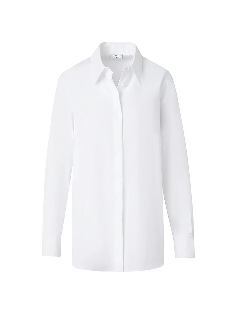 Cotton Poplin Button-Up Shirt
