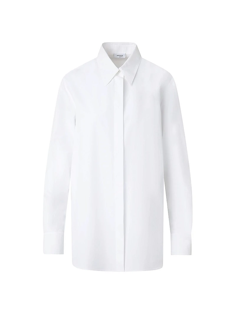 Cotton Poplin Button-Up Shirt