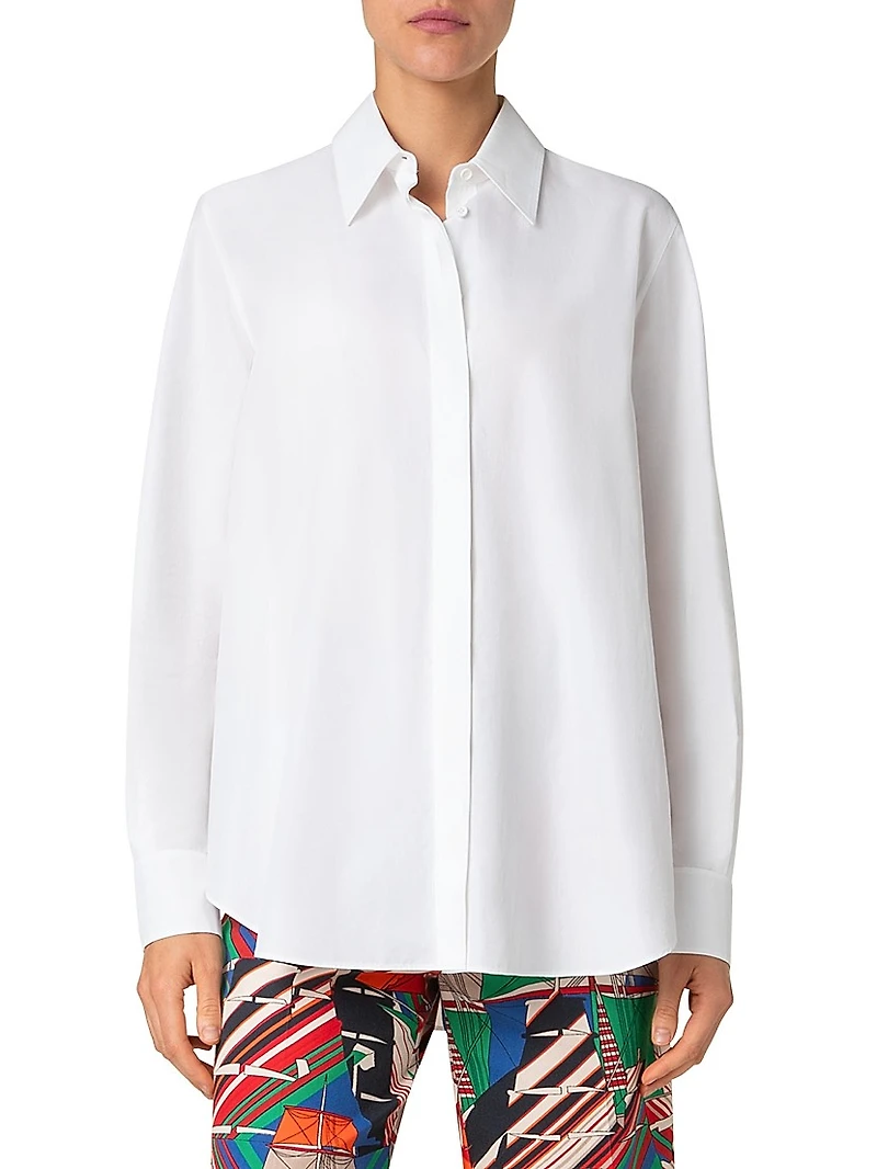 Cotton Poplin Button-Up Shirt