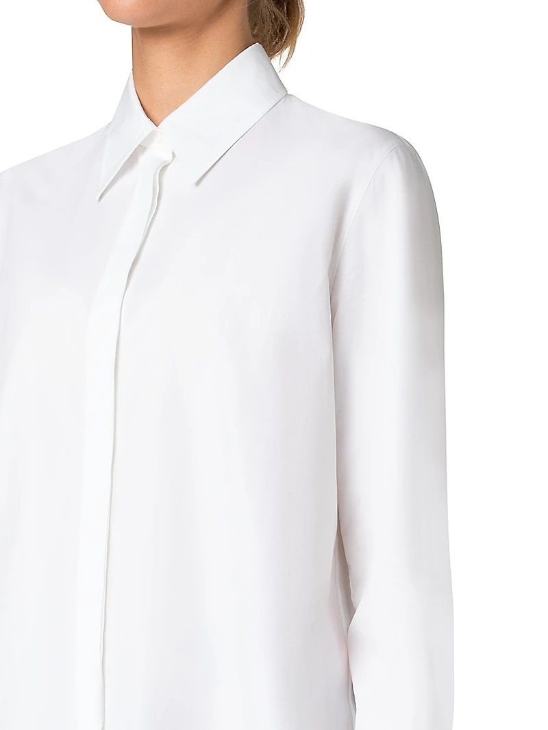 Cotton Poplin Button-Up Shirt