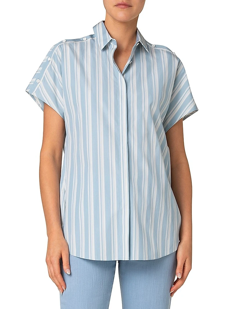 Striped Cotton Poplin Blouse