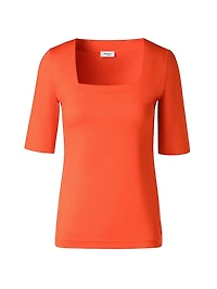 Stretch-Jersey Square-Neck T-Shirt