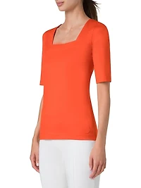 Stretch-Jersey Square-Neck T-Shirt