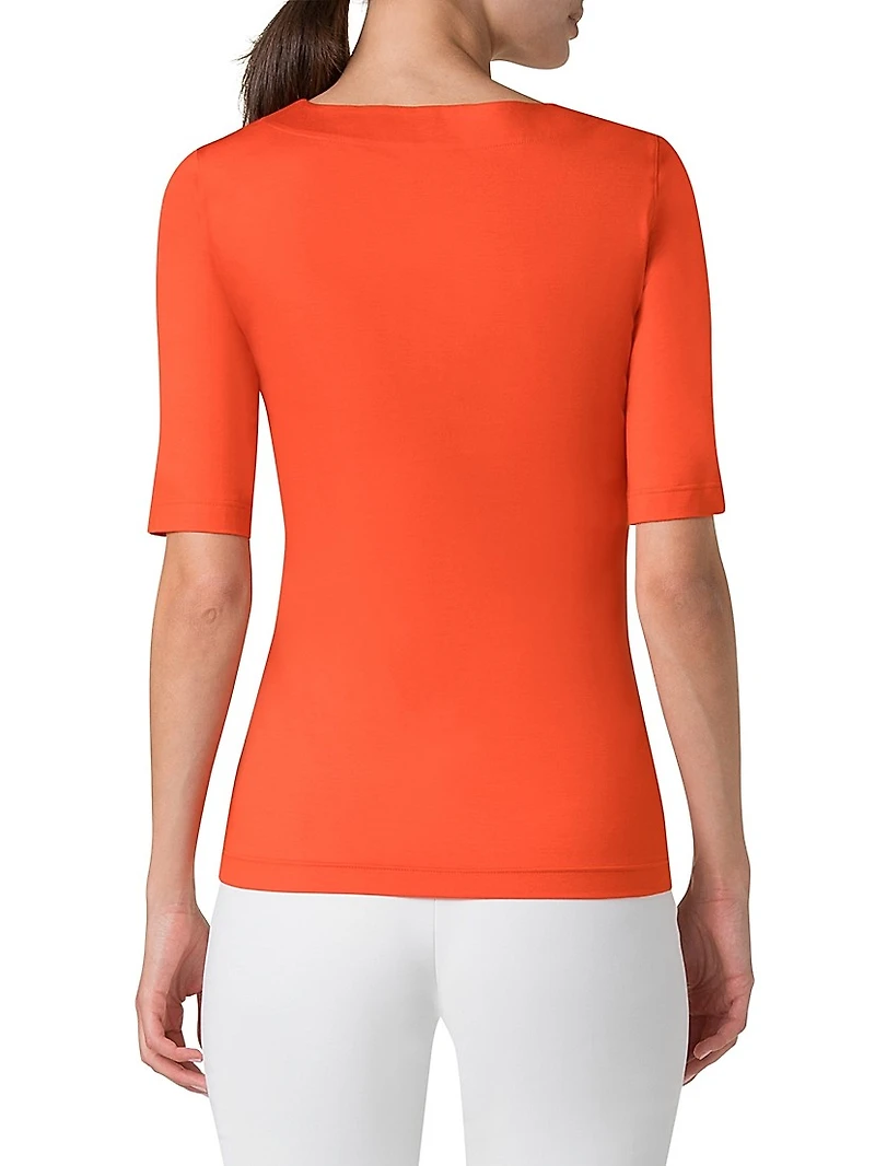 Stretch-Jersey Square-Neck T-Shirt