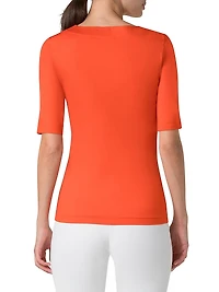 Stretch-Jersey Square-Neck T-Shirt