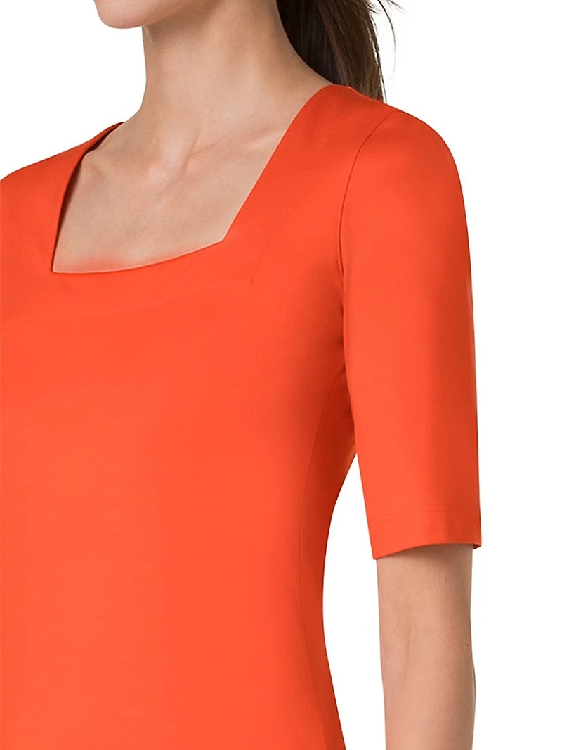 Stretch-Jersey Square-Neck T-Shirt