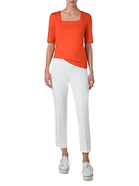 Stretch-Jersey Square-Neck T-Shirt