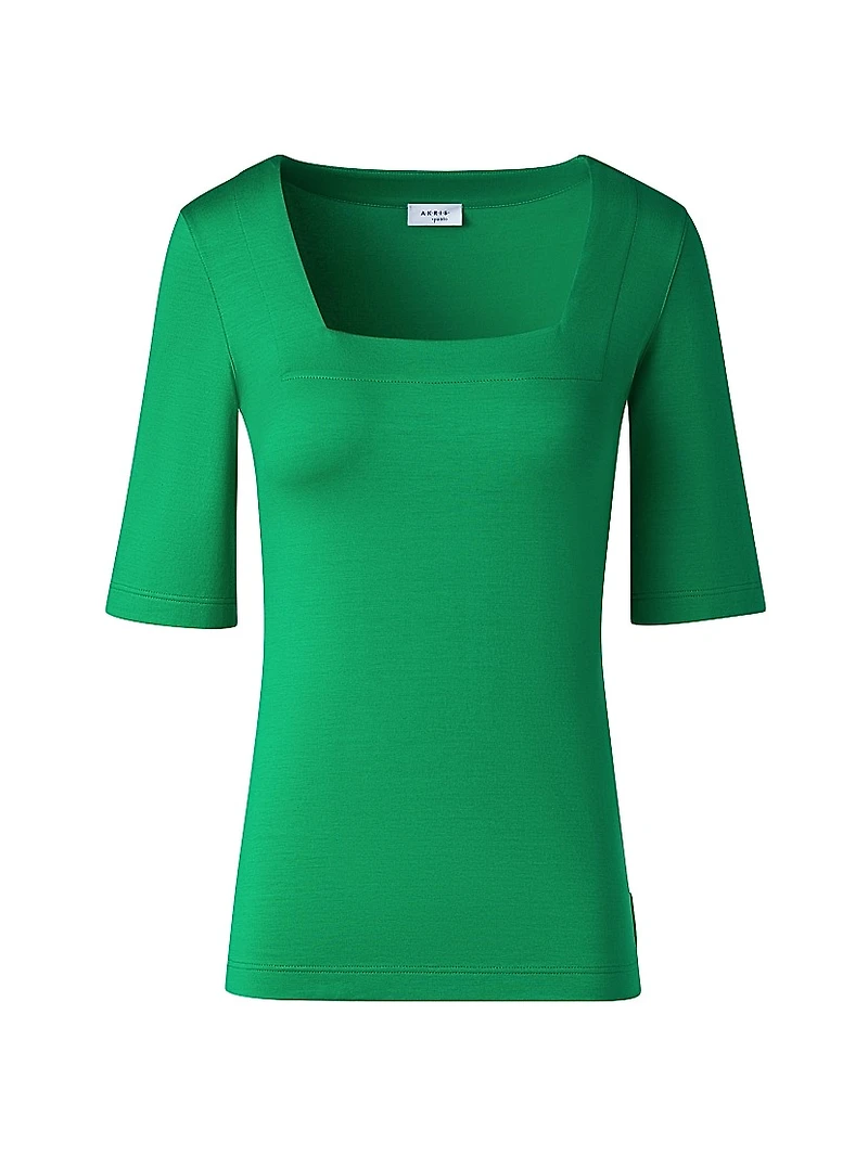 Stretch-Jersey Square-Neck T-Shirt