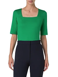 Stretch-Jersey Square-Neck T-Shirt