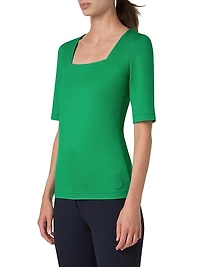 Stretch-Jersey Square-Neck T-Shirt