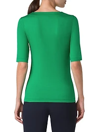Stretch-Jersey Square-Neck T-Shirt
