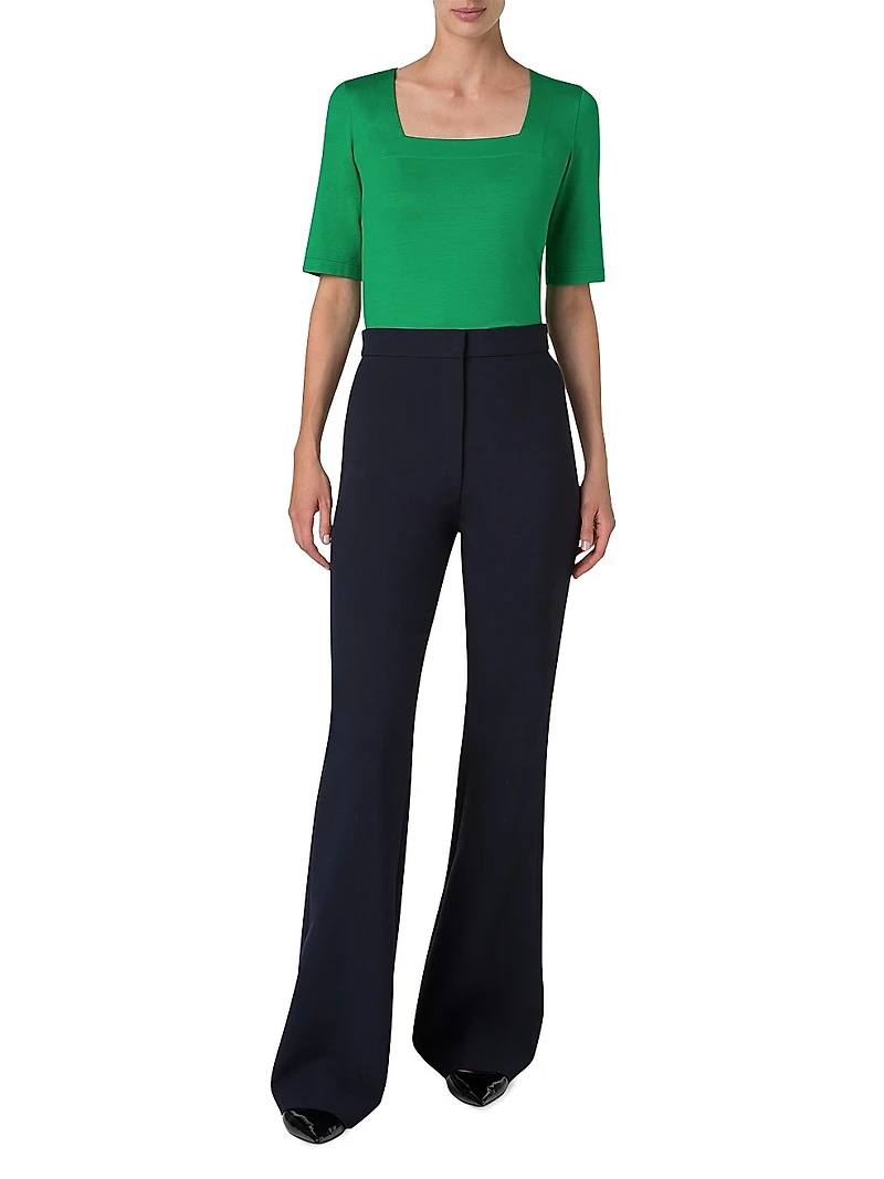 Stretch-Jersey Square-Neck T-Shirt