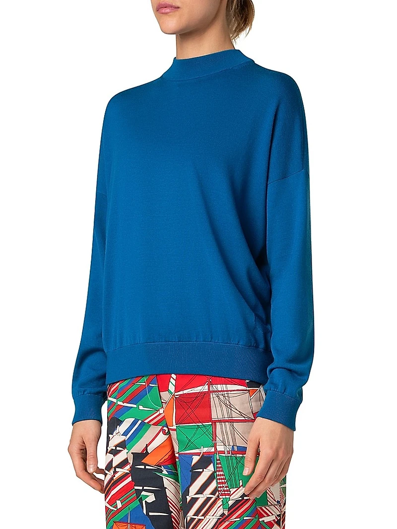 Mock Turtleneck Wool Sweater