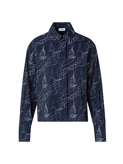 Sailboat Cotton Button-Front Shirt