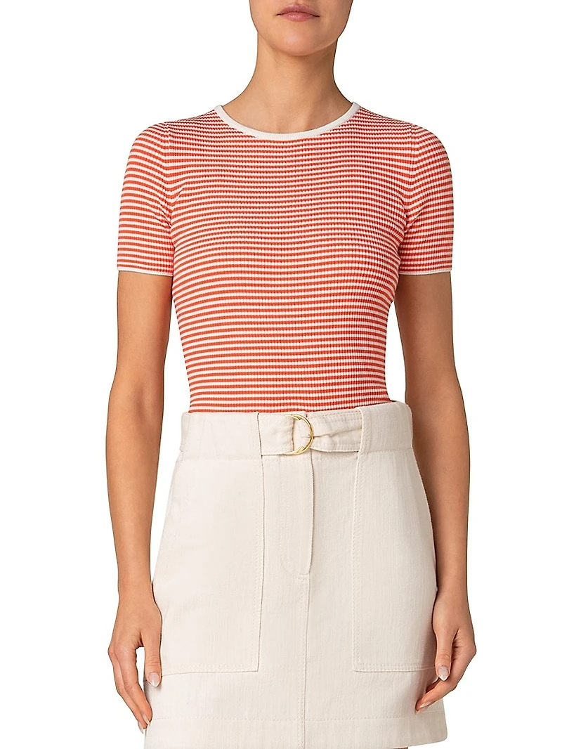 Striped Rib-Knit T-Shirt