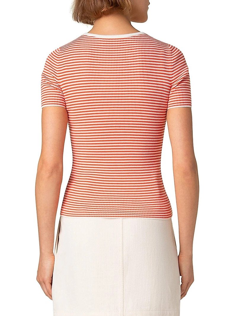 Striped Rib-Knit T-Shirt