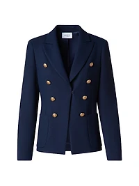 Crepe Faux-Double-Breasted Blazer