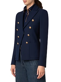Crepe Faux-Double-Breasted Blazer