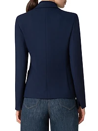 Crepe Faux-Double-Breasted Blazer