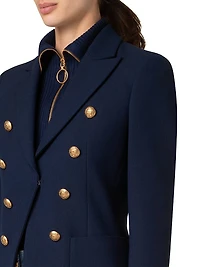 Crepe Faux-Double-Breasted Blazer
