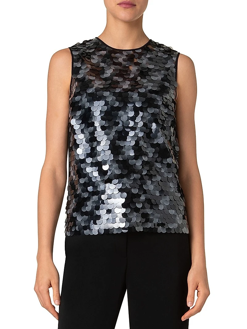 Dot Sequined Sleeveless Top