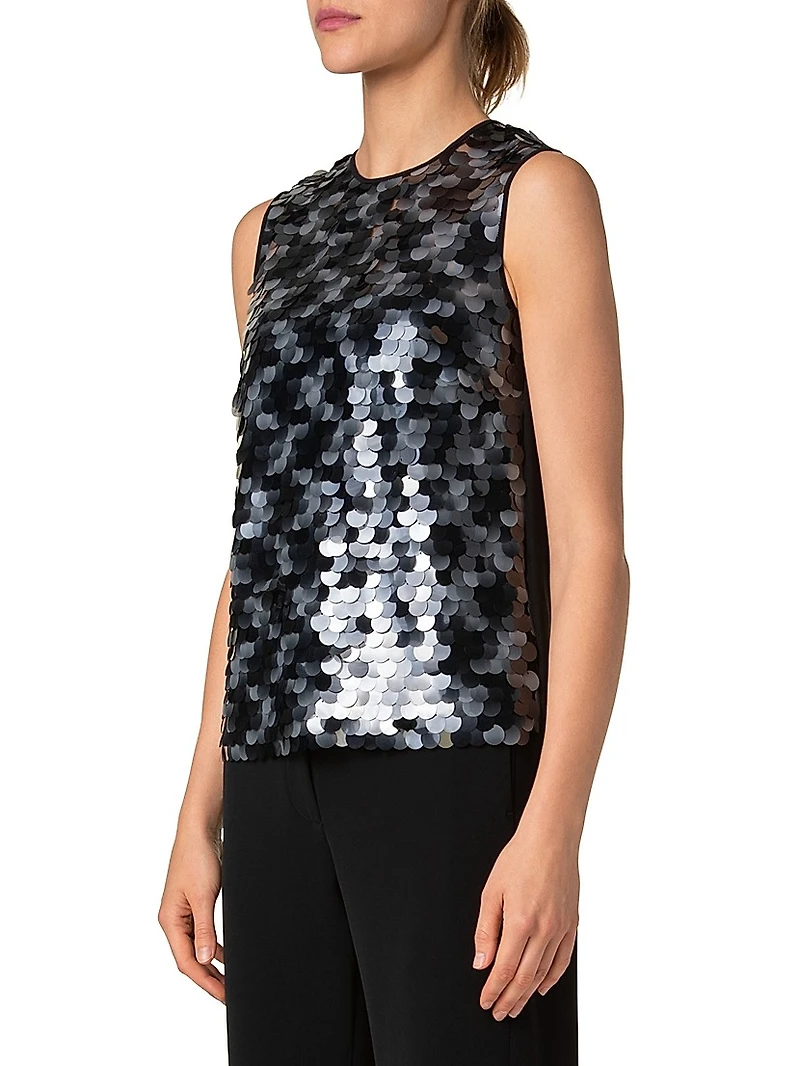 Dot Sequined Sleeveless Top