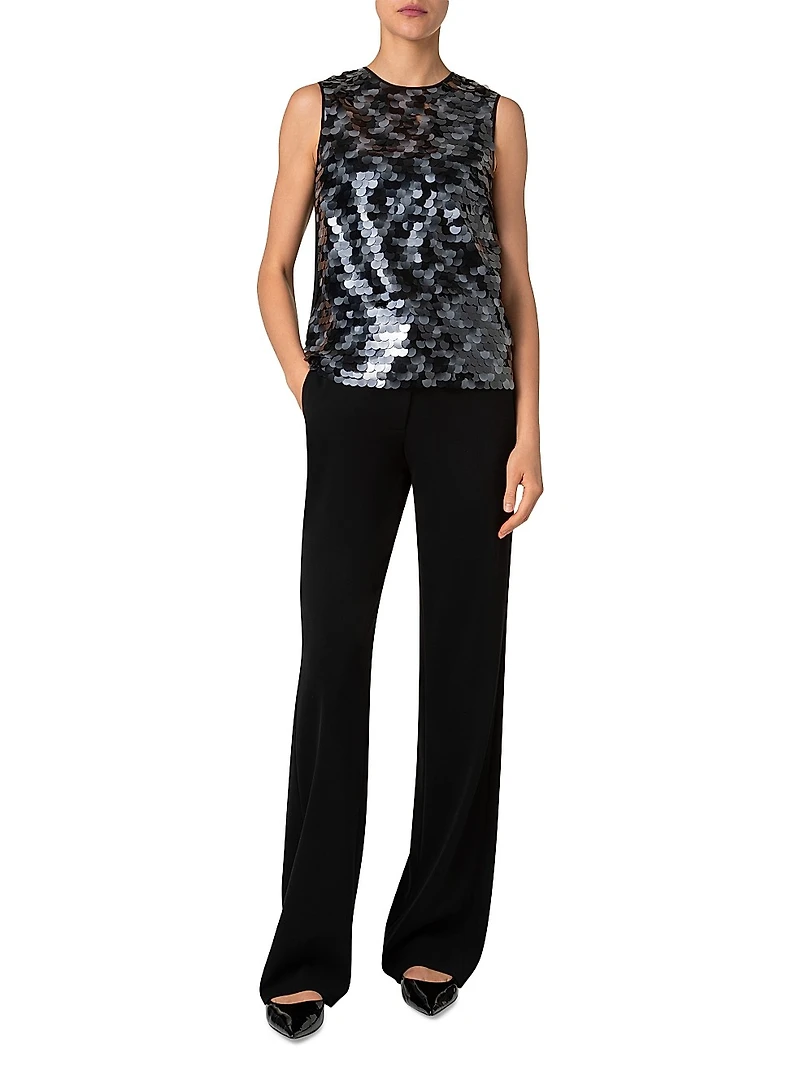 Dot Sequined Sleeveless Top