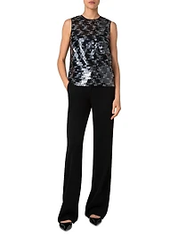 Dot Sequined Sleeveless Top