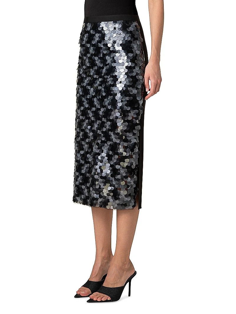 Dot Sequined Midi-Skirt