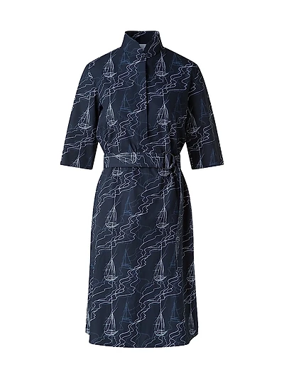 Sailboat Belted Cotton Shirtdress
