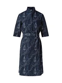 Sailboat Belted Cotton Shirtdress