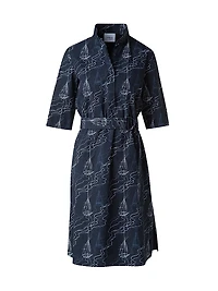 Sailboat Belted Cotton Shirtdress