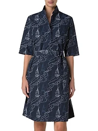 Sailboat Belted Cotton Shirtdress