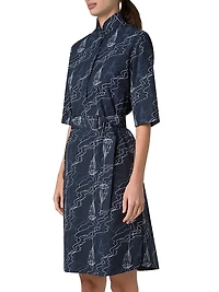 Sailboat Belted Cotton Shirtdress