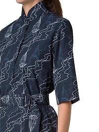 Sailboat Belted Cotton Shirtdress