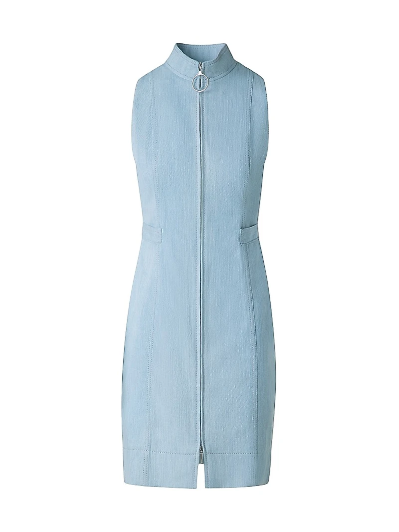 Stretch-Denim Sleeveless Minidress