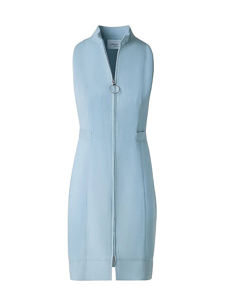 Stretch-Denim Sleeveless Minidress