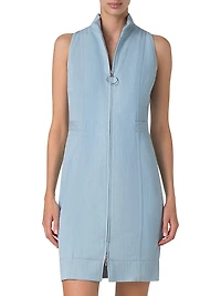Stretch-Denim Sleeveless Minidress