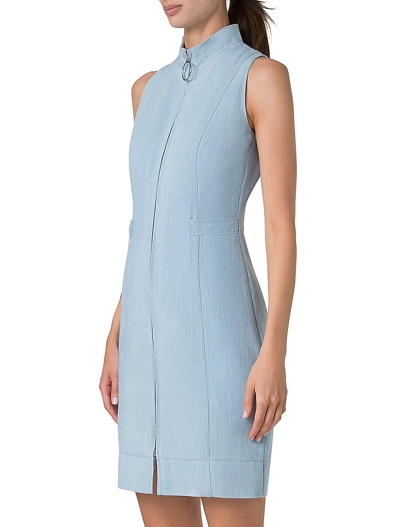 Stretch-Denim Sleeveless Minidress