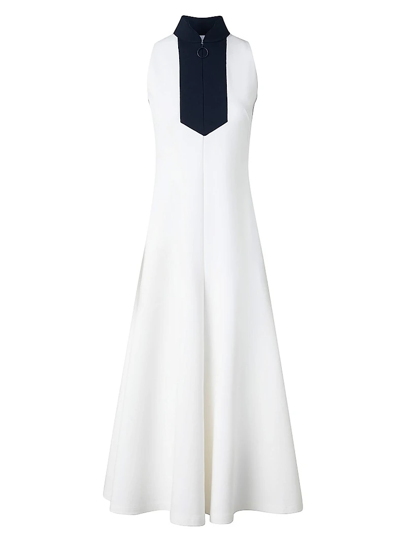 Jersey Mockneck Sleeveless Midi-Dress
