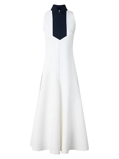 Jersey Mockneck Sleeveless Midi-Dress